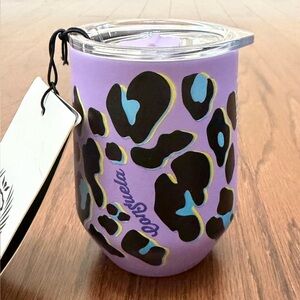 Consuela DeDe Wine Tumbler Purple Leopard Print Insulated